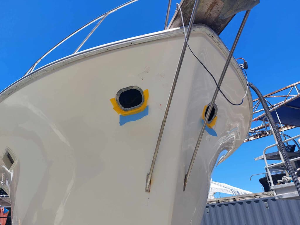 fiberglass boat repair through hull install